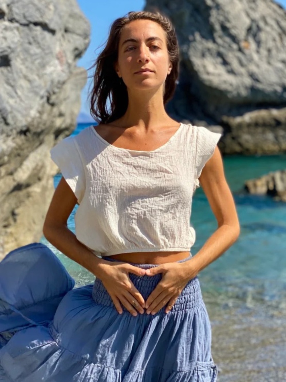 Cotton Flower Flutter Sleeve Crop